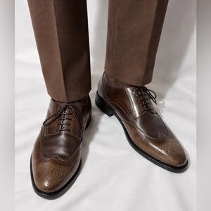 Moral Code Men's Brown Leather Oxford Lace-Up Dress Shoes 11 Medium